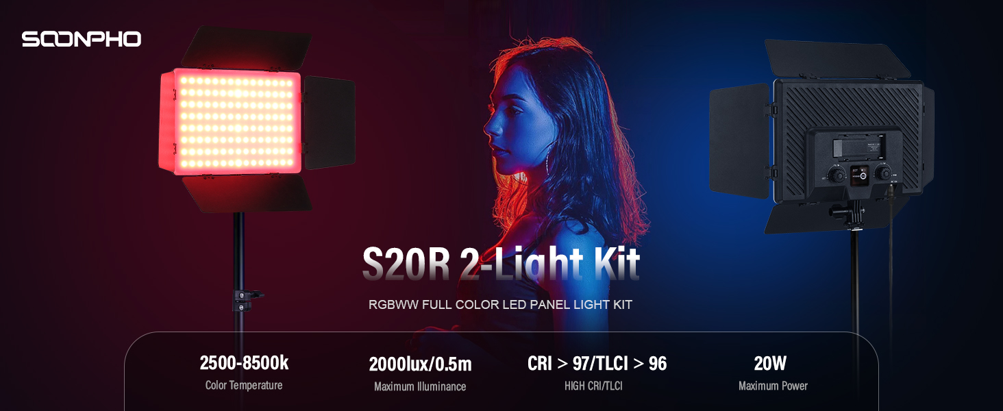 Amazon.com : 2Pack RGB LED Video Light Kit 12.6in with Barn Door